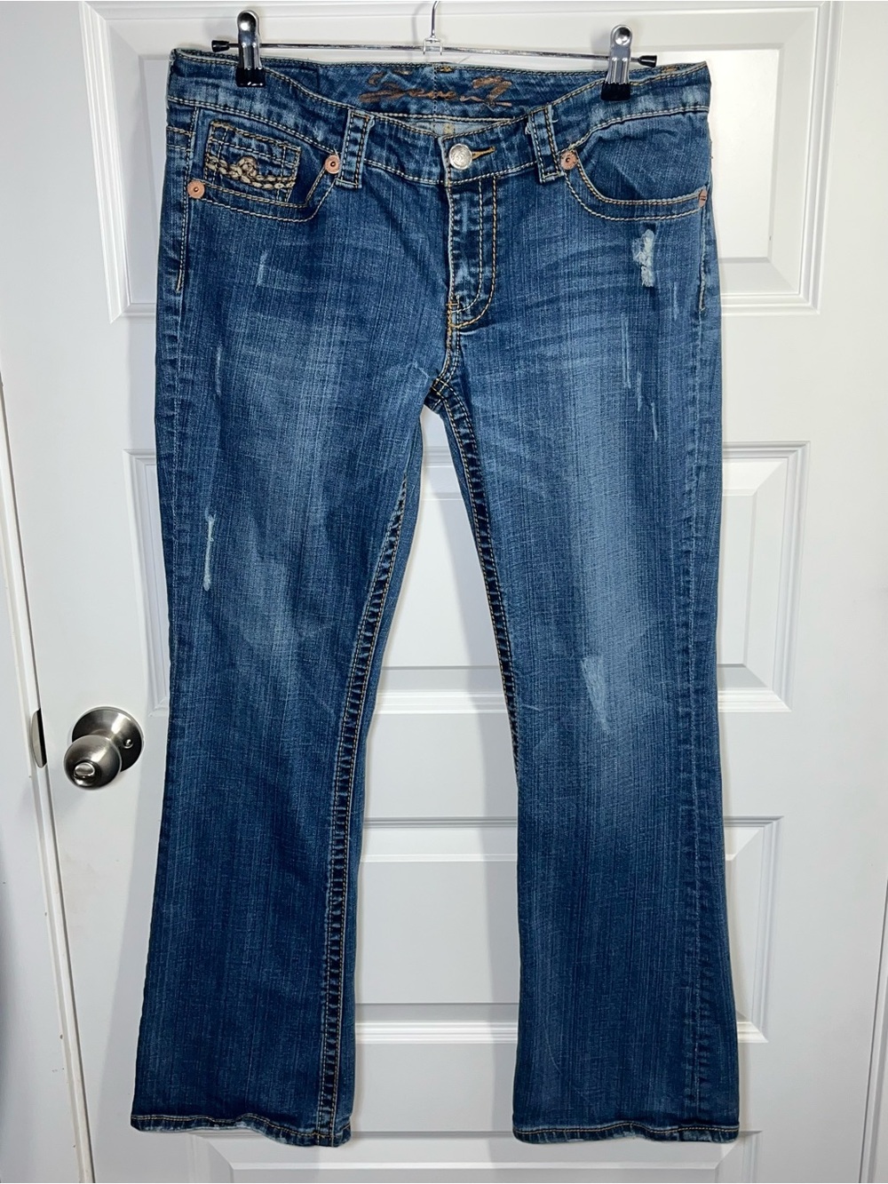 Seven7 Y2K Low Rise Bootcut Embroidered Jeans Size 12
